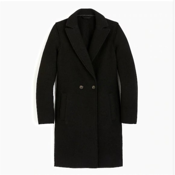 J.Crew Daphne Topcoat in Italian Boiled Wool - Black - Picture 1 of 5